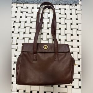 Giani Bernini Dark Brown Shoulder Bag with Gold Logo